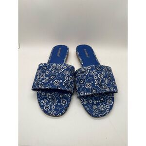 Bamboo Women's Zest-16 Blue Bandana Print Flat Sandals Size 8.5 New